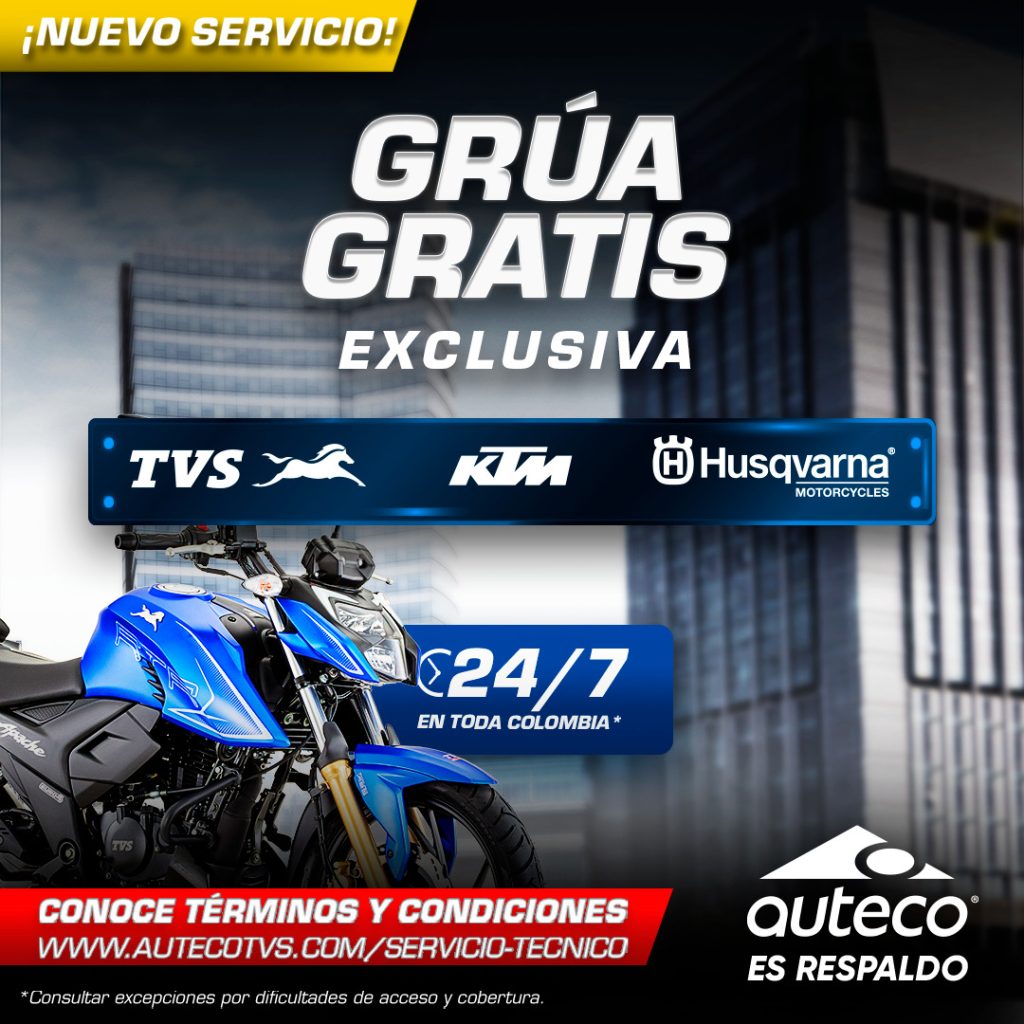 Grua gratis- tvs, ktm, husqvarna- auteco motos